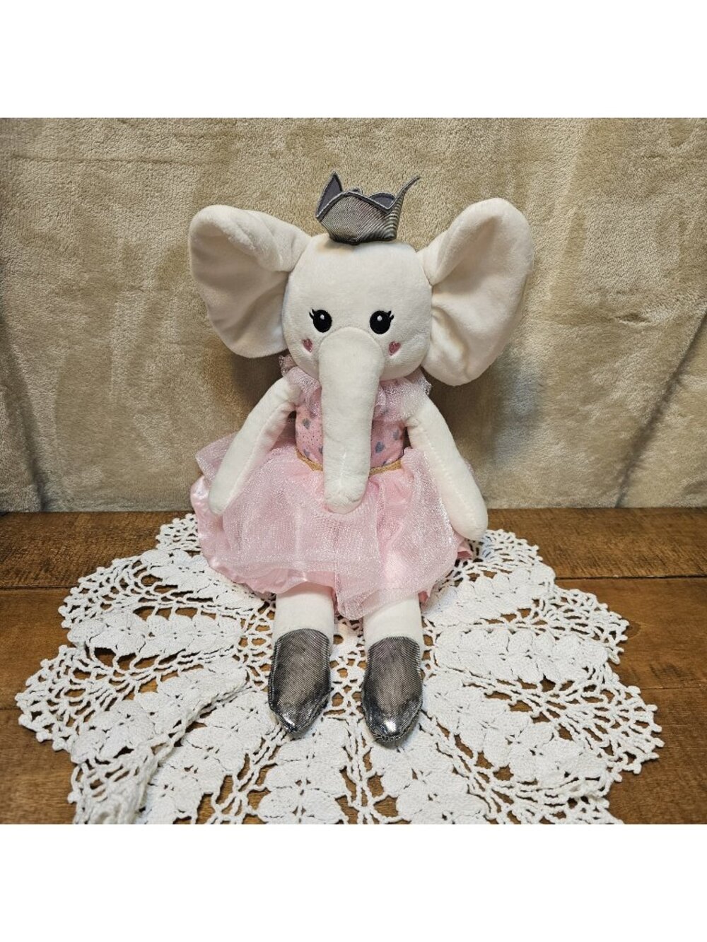 Spark Create Imagine Ballerina Elephant Queen Stuffed Plush Crinkle Toy 16" S